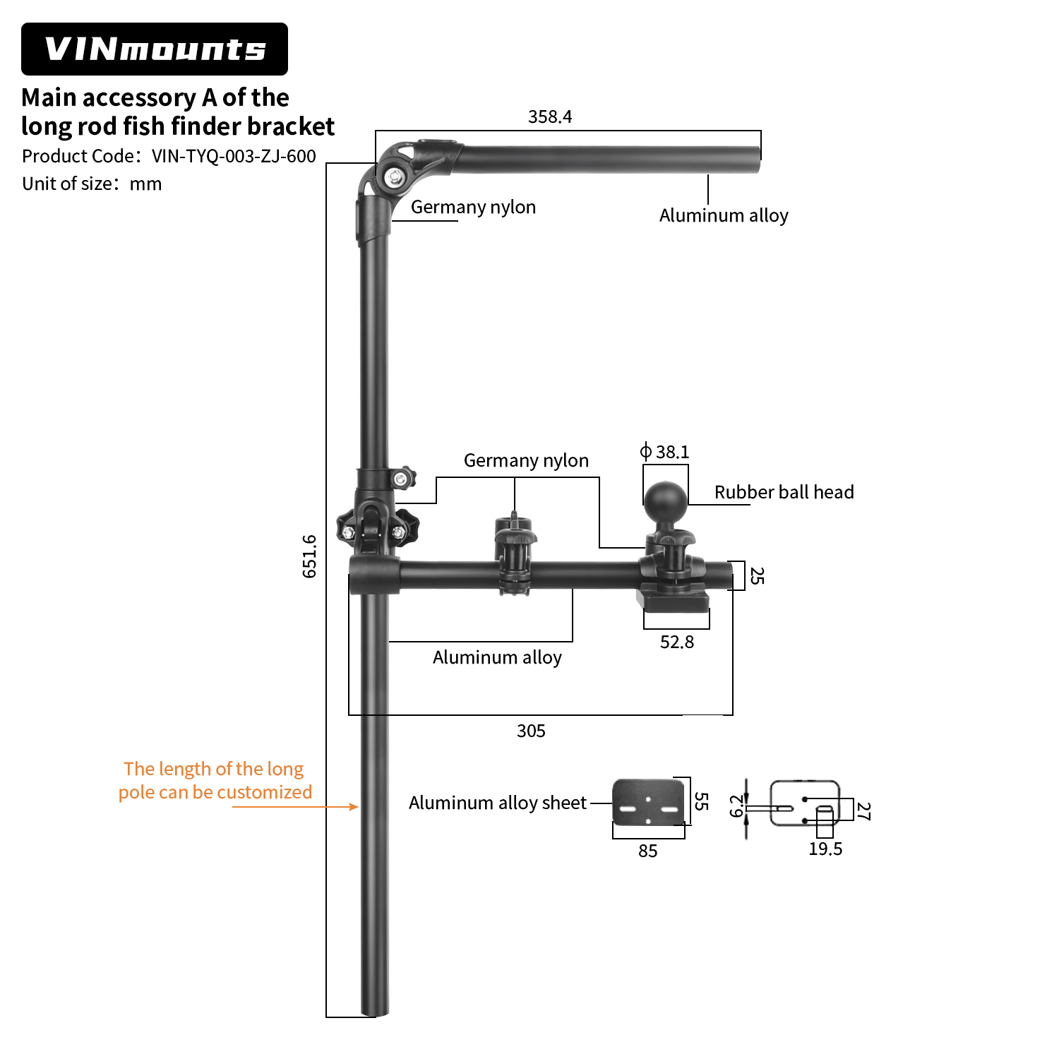 VIN Mounts Universal Sonar Fis - Fish Finder ulasan dan harga